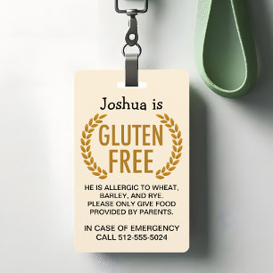 Gluten Vrij Voedselallergie Waarschuwing Badge