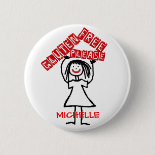 Glutenvrij alsjeblieft kind Cartoon Ronde Button 5,7 Cm