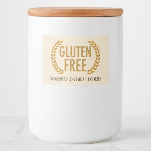 Glutenvrij voedsel Allergie Waarschuwing Custom Ta Voedselcontainer Etiket (Voorkant)
