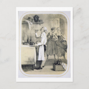 Gluttoon in de keuken, uit een reeks prints d briefkaart