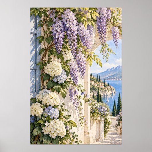 Glycine Hydrangea Bord de Lac Décoration Murale de (Devant)