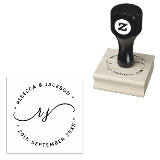 Glyph Script Couple Name initial Save the date Rubberstempel (Gestempeld)
