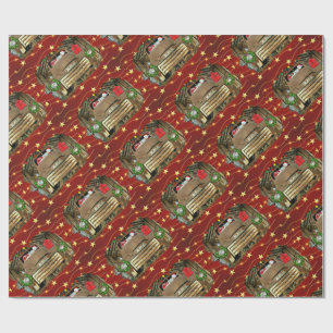  GMC Truck die de Snowman kerstrun voorstelt Cadeaupapier