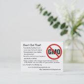 Gmo-vrij, eet dat niet!, *Genetisch gemodificeerd. Visitekaartje (Staand voorkant)