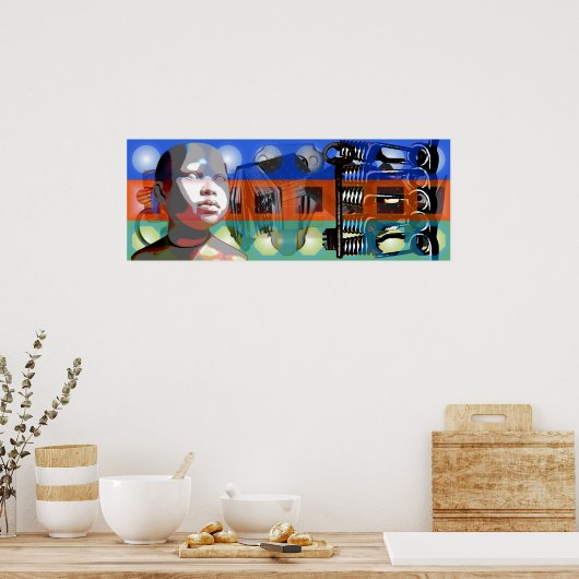 GMT 24-Heures Project Doll gradiënt kleuren Lijst  Poster (Keuken)