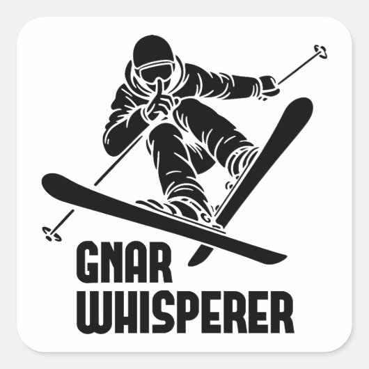 Gnar Whisperer Skiën Vierkante Sticker (Voorkant)