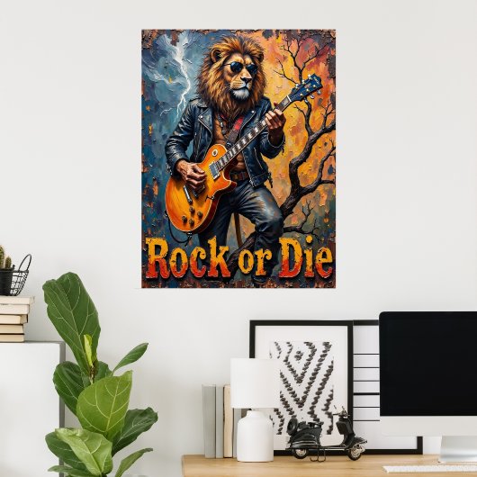 Gnarled Rhythms: Lion's Bare Tree Strums Poster (Thuiskantoor)