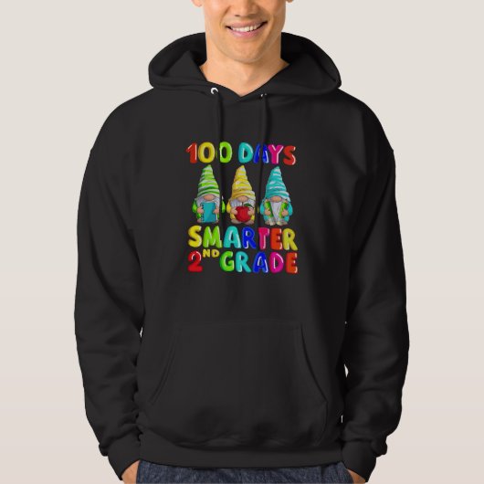 Gnome 100 days smarter 100th day Of School Second  Hoodie (Voorkant)