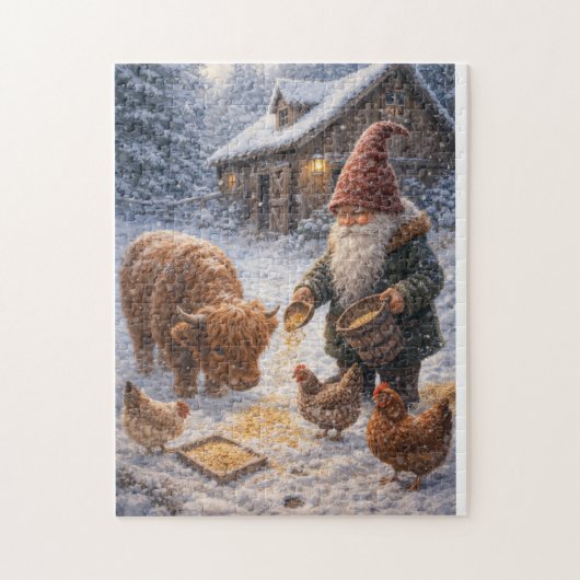 Gnome and mini Highland cow Legpuzzel (Verticaal)
