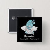 Gnome Aquarius Astrology Sign Angel Pinback Button (Voorkant /achterkant)