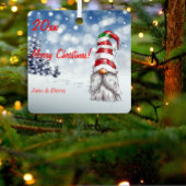 Gnome Arbre de Noël neige Carré en métal ornement