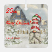 Gnome Arbre de Noël neige Carré en métal ornement (Recto)