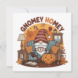 Gnome at home seasonal pumpkin design kaart