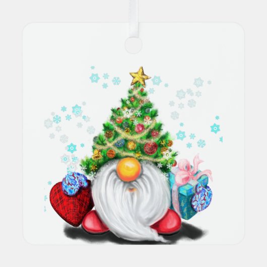Gnome avec cadeaux Ornement Arbre de Noël (Recto)