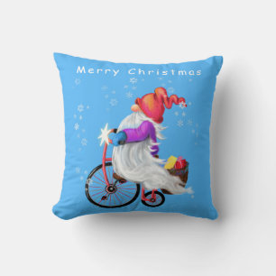 Gnome avec Coussin de Noël Vélo