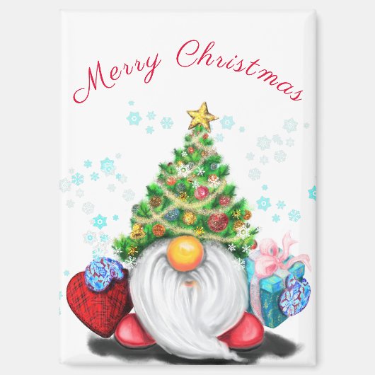 Gnome avec l'arbre de Noël Casquette Magnet cadeau (Recto)