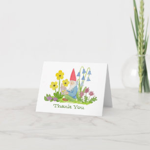Gnome avec le carte de remerciements de livre de
