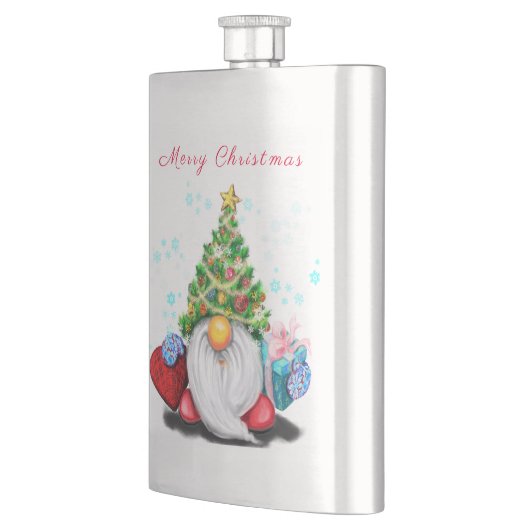 Gnome avec sapin de Noël Casquette et flacon cadea (Gauche)