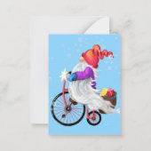 Gnome avec vélo et cadeaux Carte de Noël (Dos)