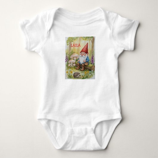 Gnome baby one piece customize name romper (Voorkant)