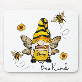 Gnome Bee Kind Sunflower Mousepad Muismat