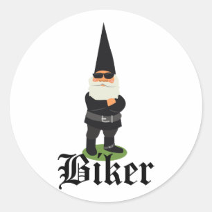 Gnome Biker Ronde Sticker