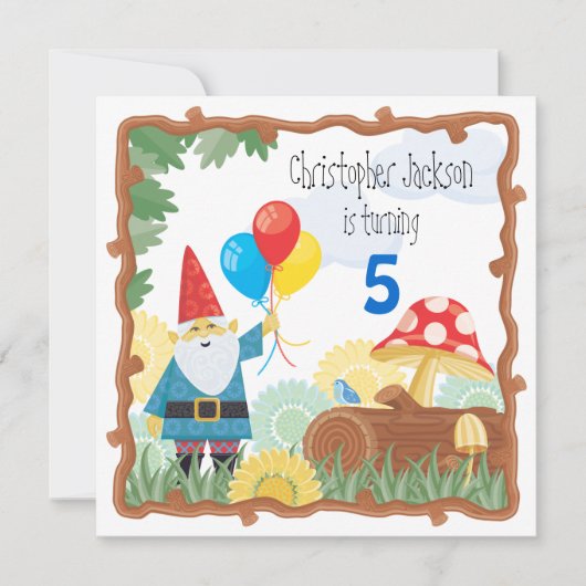 Gnome Birthday Uitnodiging (Voorkant)