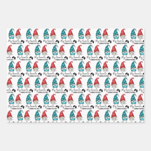 Gnome Birthday Wrapping Paper Flat Sheet Set 3 (Voorkant)