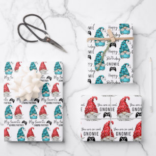 Gnome Birthday Wrapping Paper Flat Sheet Set 3