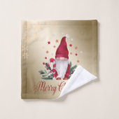 Gnome,Branches de pin,Sfloles,Noël en or (Gant de toilette)