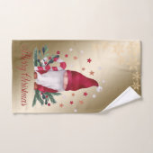 Gnome,Branches de pin,Sfloles,Noël en or (Serviette à main)