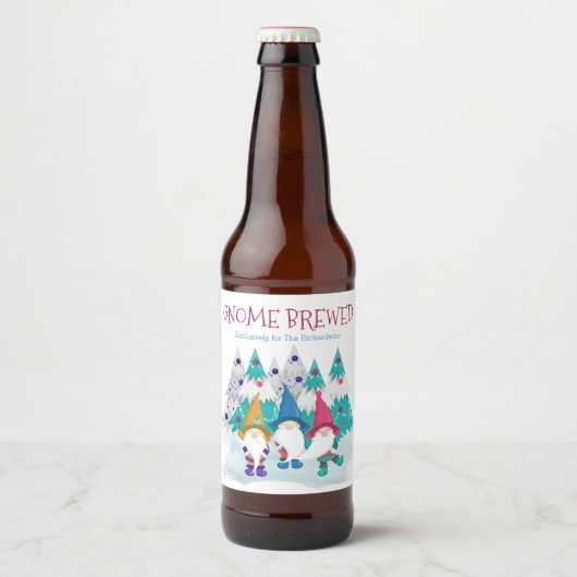 Gnome Brewed Gepersonaliseerd Leuk Thuis Brew Chri Bier Etiket (Voorkant)
