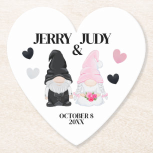 Gnome bruid en bruidegom kartonnen onderzetters