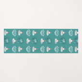 Gnome Buns & Puns "gnOMe" White Lotus Pattern Blau Yogamat (Voorkant (horizontaal))