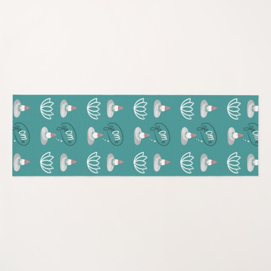 Gnome Buns & Puns "gnOMe" White Lotus Pattern Blau Yogamat (Voorkant (horizontaal))