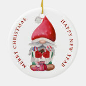 Gnome Candy Cane Pine Cone Keramisch Ornament (Achterkant)