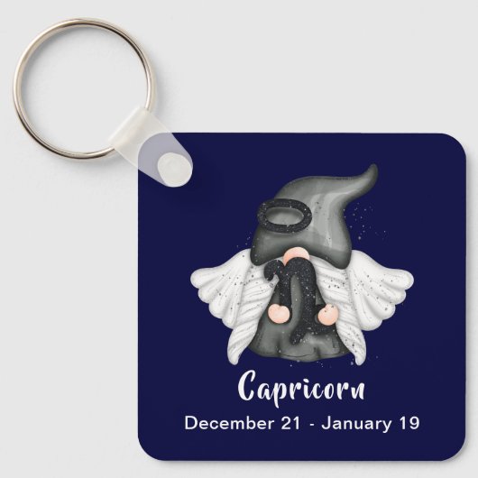 Gnome Capricorn Astrology Sign Angel Sleutelhanger (Voorkant)
