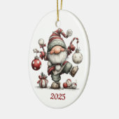 Gnome Ceramic Oval Christmas Ornament (Links)