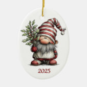 Gnome Ceramic Oval Christmas Ornament (Voorkant)