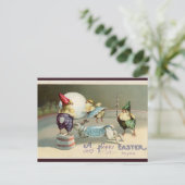 Gnome Chick en Bunny Circus Pasen Briefkaart (Staand voorkant)