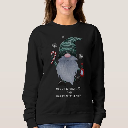 Gnome Christmas Novelty Sweatshirt noir (Devant)