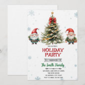 Gnome Christmas Party Invitation (Devant / Derrière)