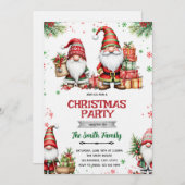 Gnome Christmas party Invitation (Devant / Derrière)