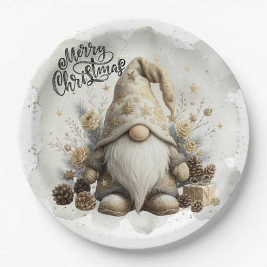 Gnome Christmas Plate Papieren Bordje (Voorkant)