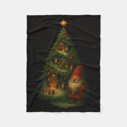 Gnome Christmas Tree Village Fleece Blanket – Cozy (Voorkant)
