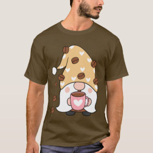 Gnome Coffee Lover Coffee Bean Pet met hart T-shirt