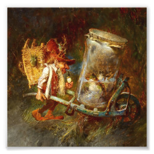 "Gnome Collecting Frogs" door Heinrich Schlitt Foto Afdruk