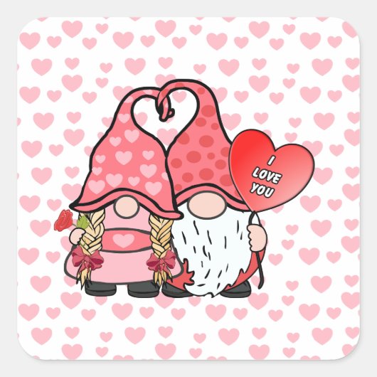 Gnome Couple Vierkante Sticker (Voorkant)