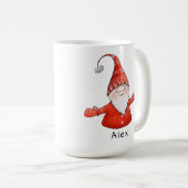 Gnome Custom Name Red Kerstmis Koffiemok (Voorkant rechts)