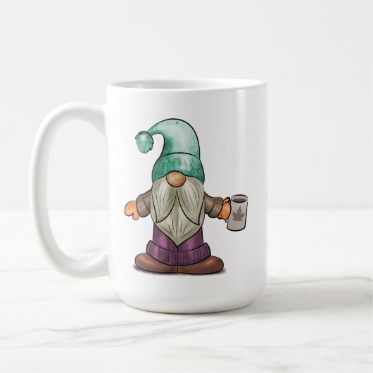 Gnome de automne mignonne avec Mug de café (Gauche)
